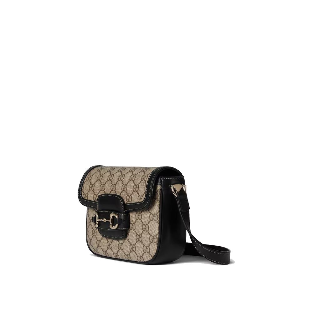 Beige Stoff-Schultertasche