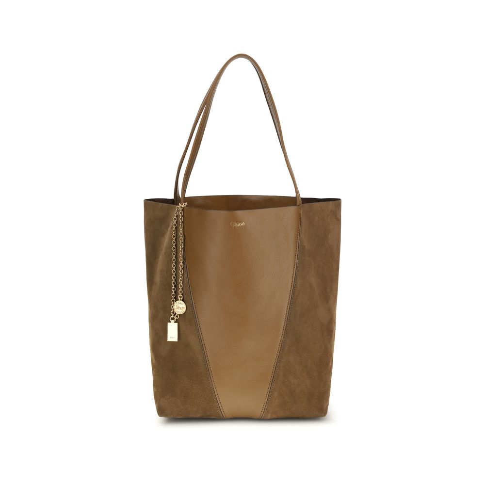 Beige Leder-Schultertasche
