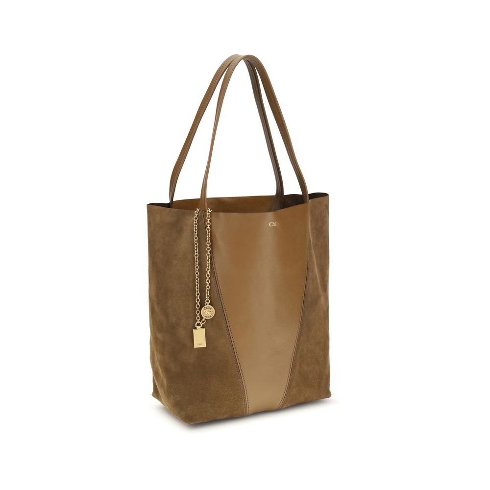 Beige Leder-Schultertasche