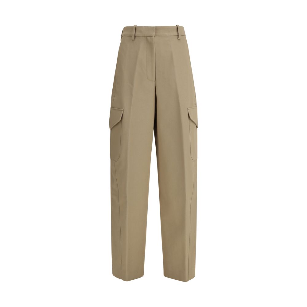 Beige Cotton Cargo Pants