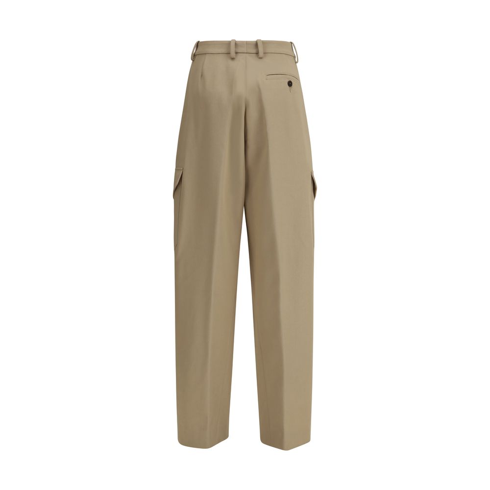 Beige Cotton Cargo Pants