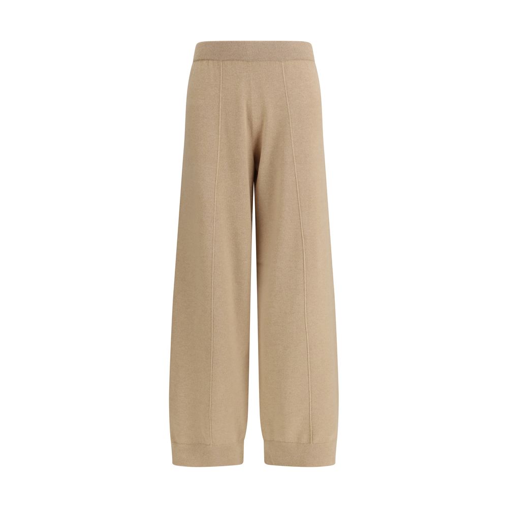 Beige Fleece Wool Casual Pants
