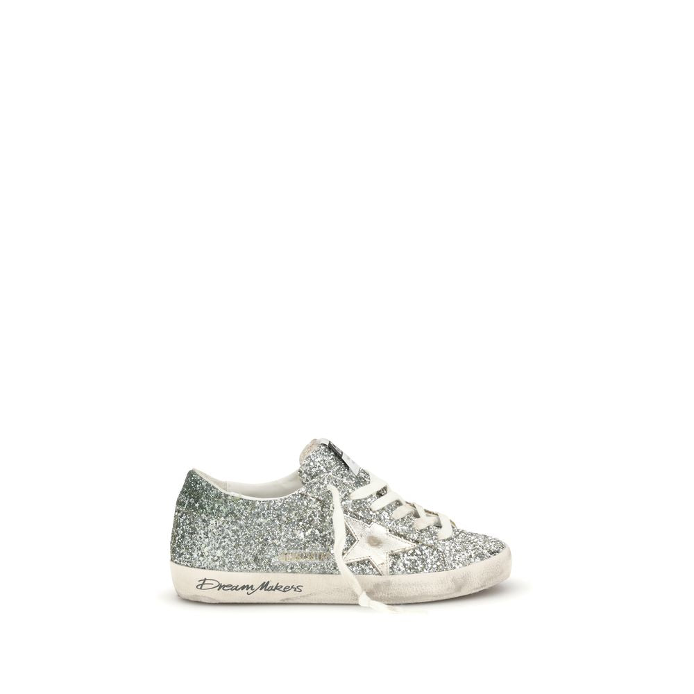 Silver Fabric Low Top Sneakers