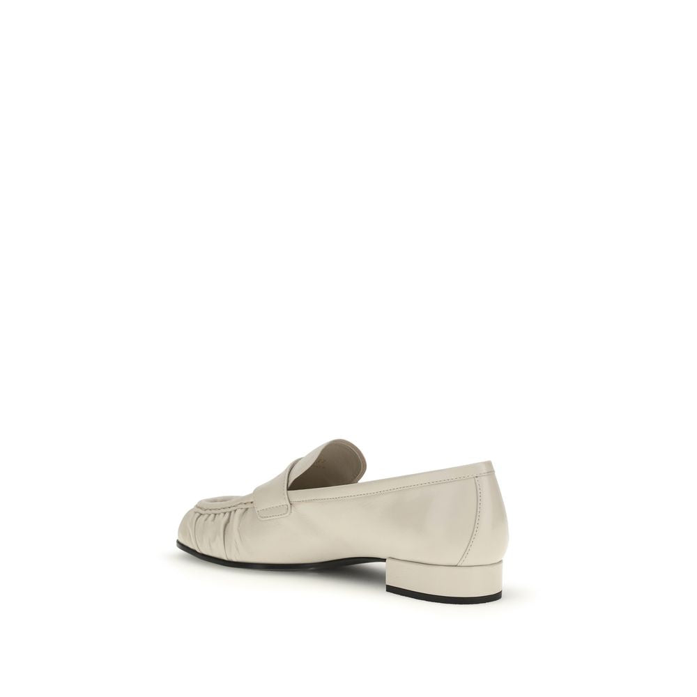 Cream Calf Leather Bos Taurus Slip-On Loafers