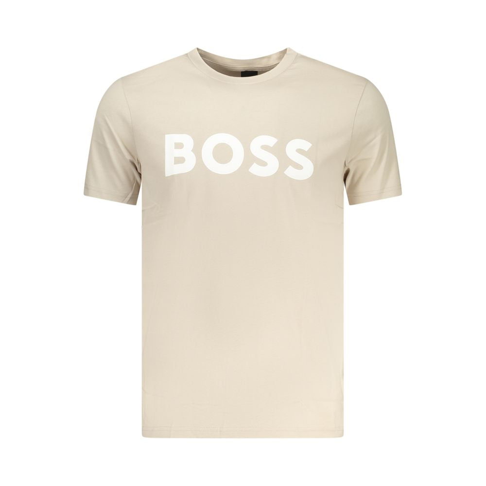 Beige Cotton Mens T-Shirt
