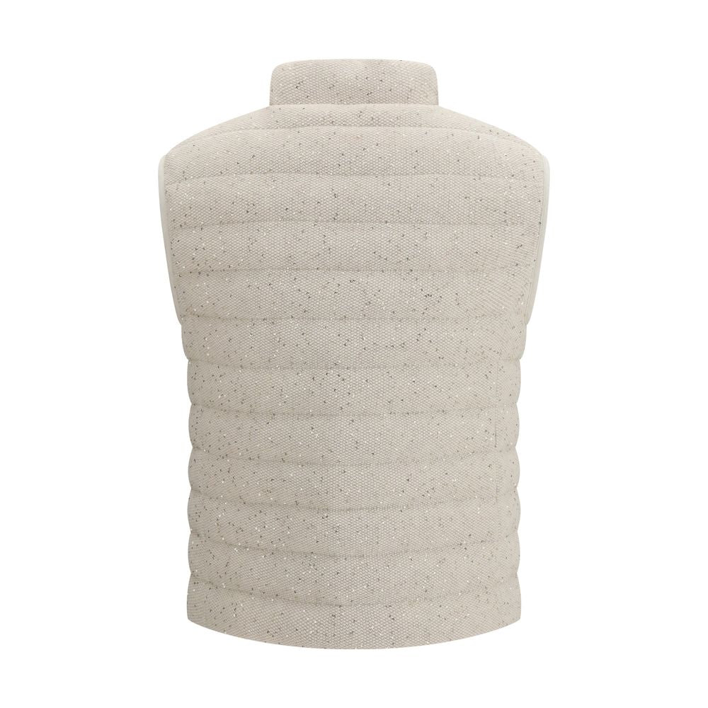 Beige Gänsedaunenjacke ohne Ärmel