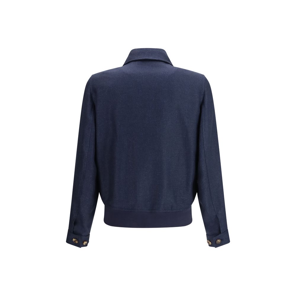 Giacca camicia Hopsack con bottoni blu