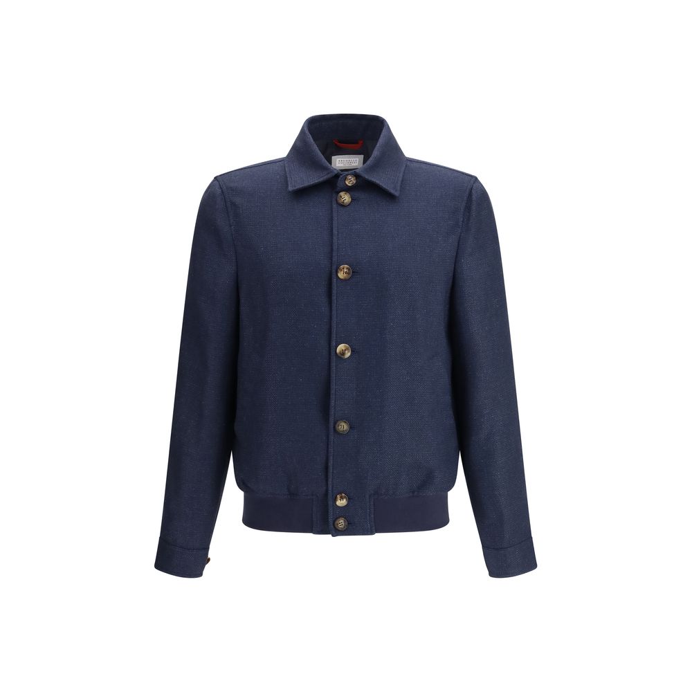 Giacca camicia Hopsack con bottoni blu