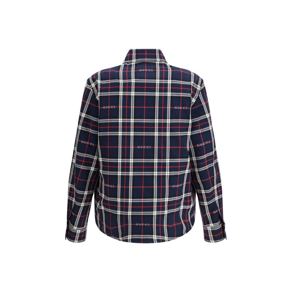 Padded Tartan Cotton Jacquard Shirt
