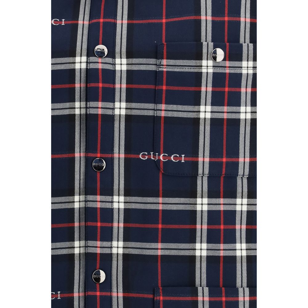 Padded Tartan Cotton Jacquard Shirt
