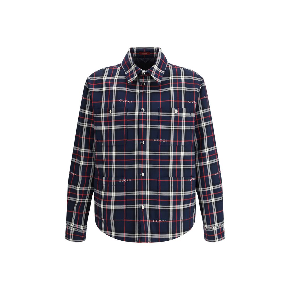 Padded Tartan Cotton Jacquard Shirt