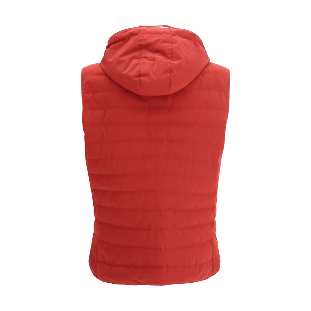 Gilet rosso con cappuccio