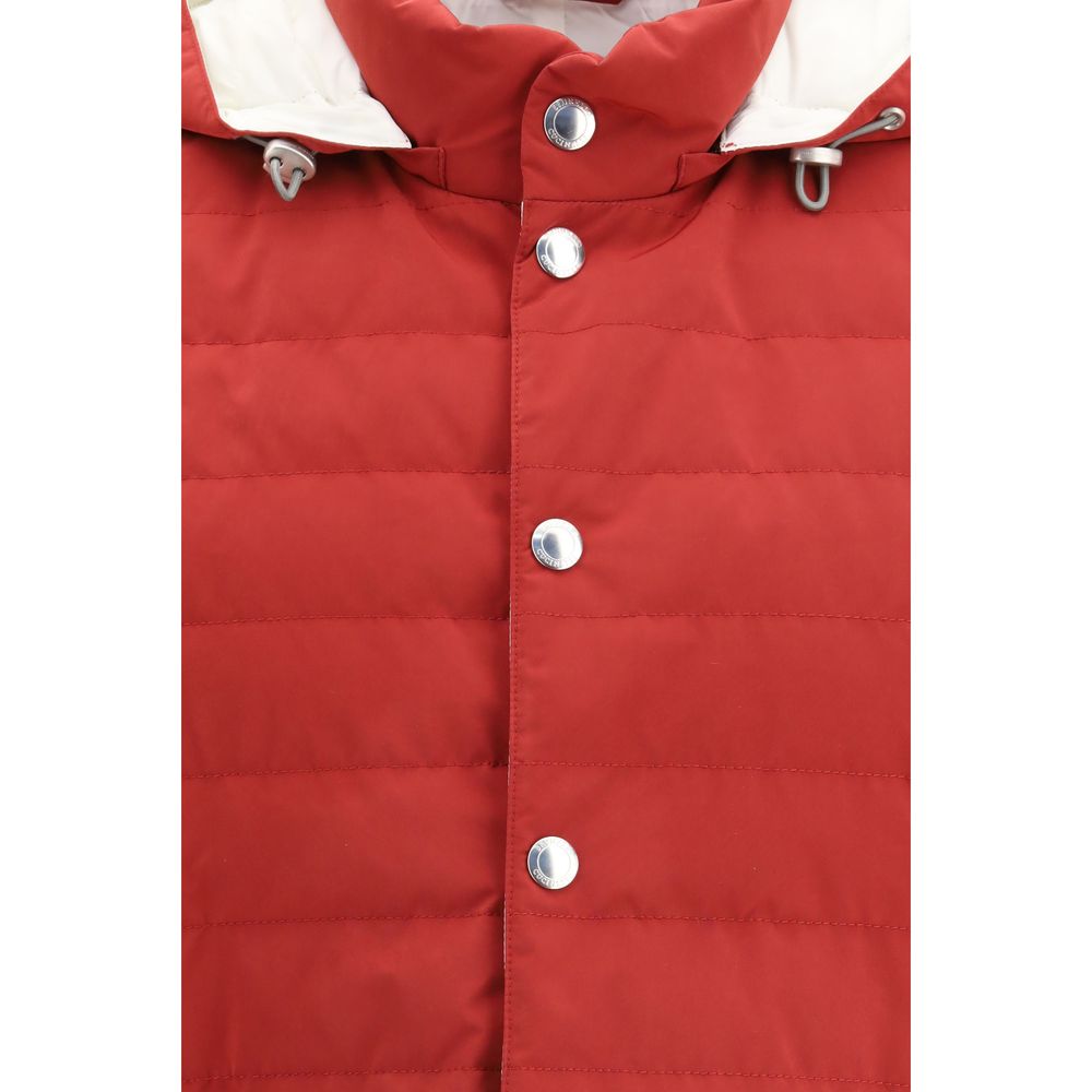 Gilet rosso con cappuccio