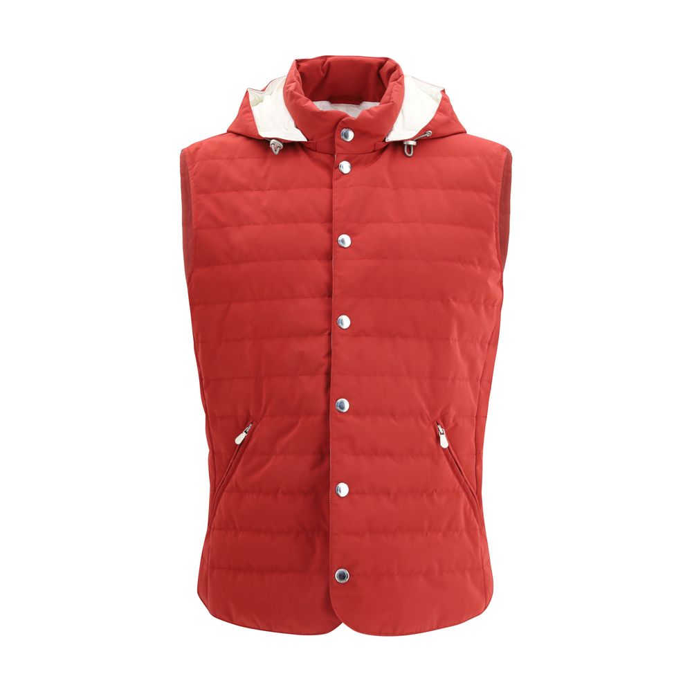 Gilet rosso con cappuccio