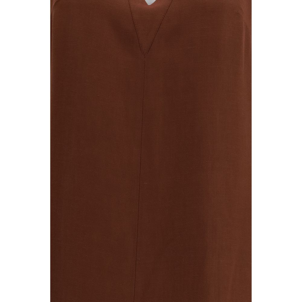Braunes Viskose-Freizeitkleid