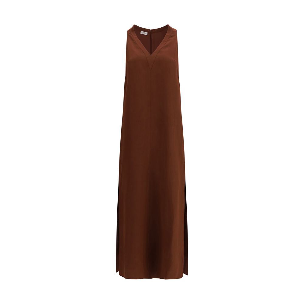 Braunes Viskose-Freizeitkleid