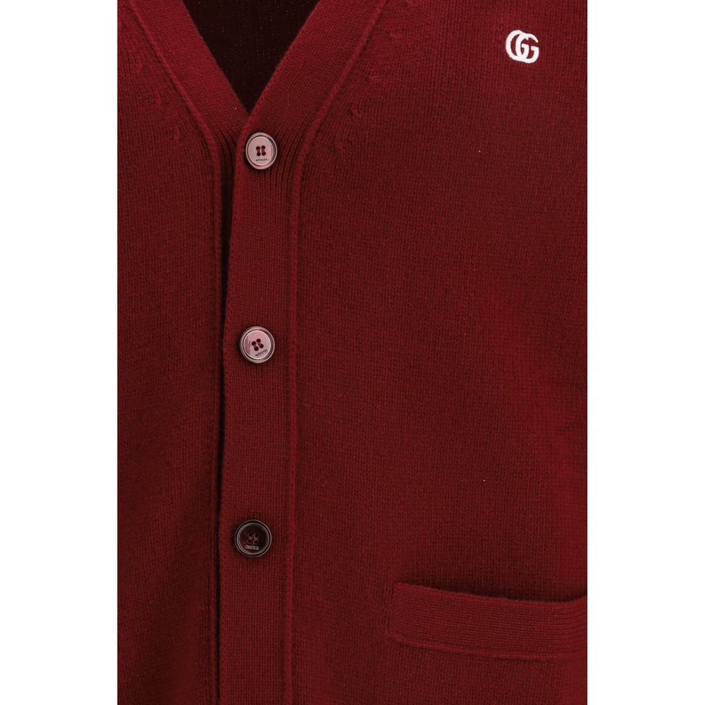 Bordeauxfarbener Wollstrickjacke