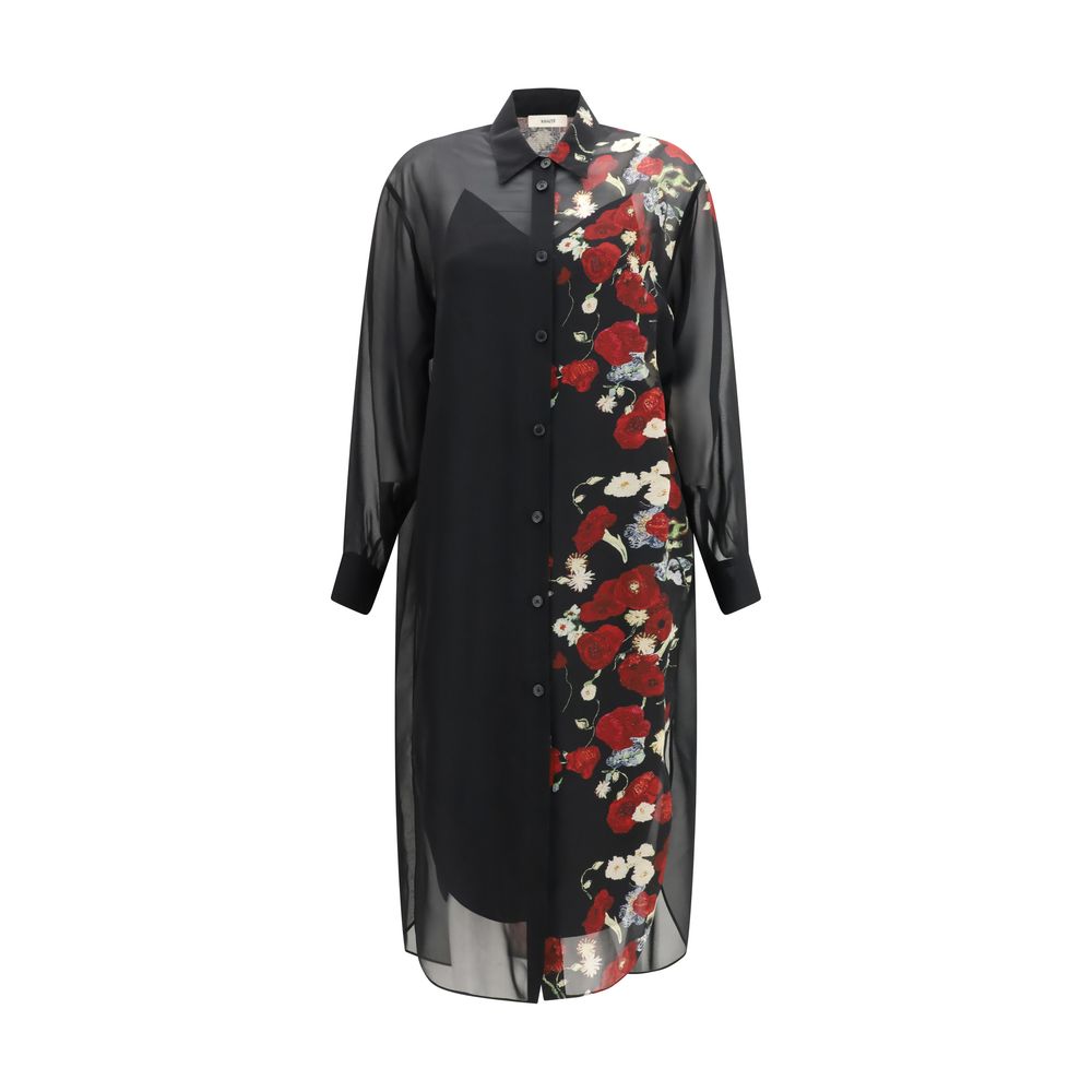 Schwarzes Seiden-Freizeitkleid