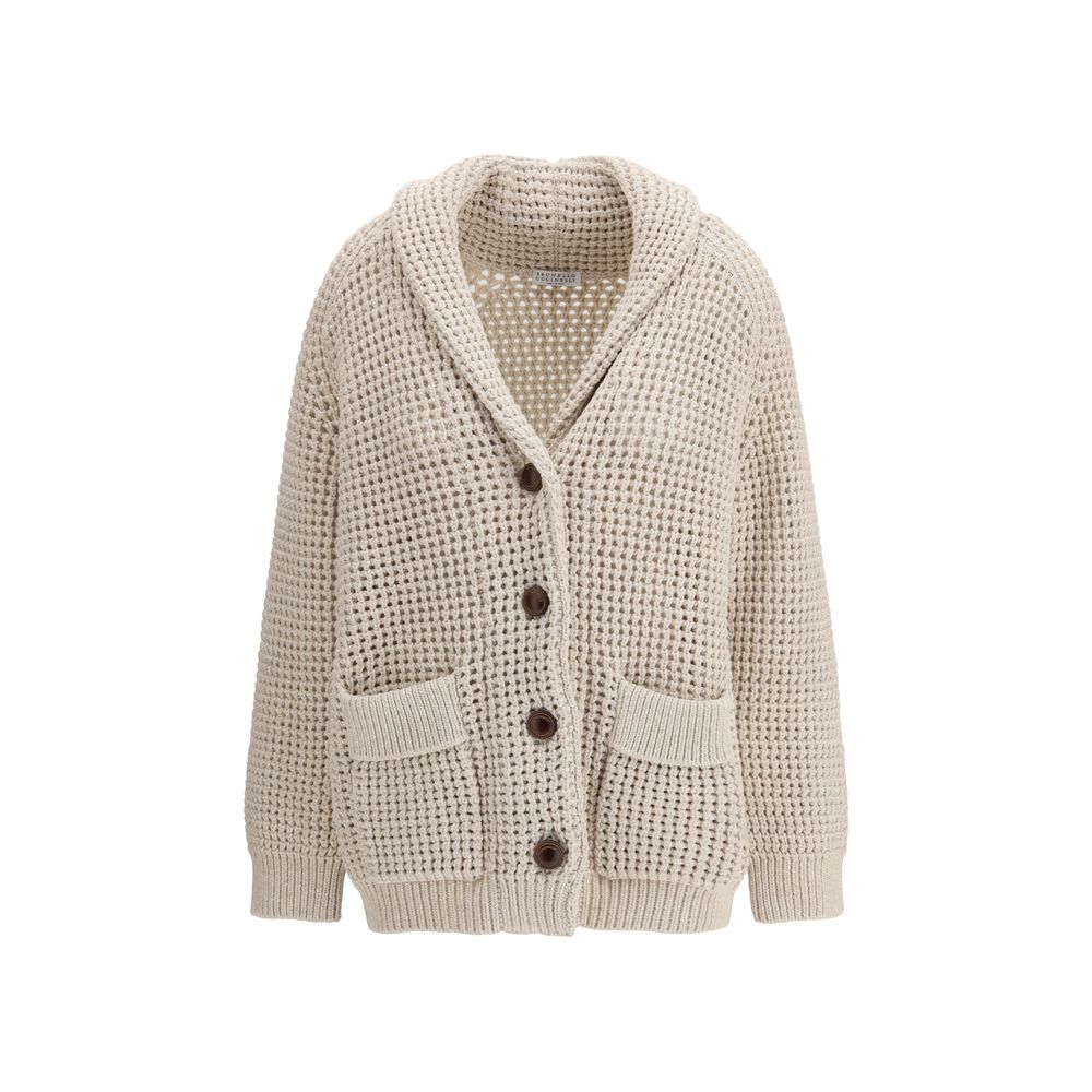Beige Baumwollstrickjacke
