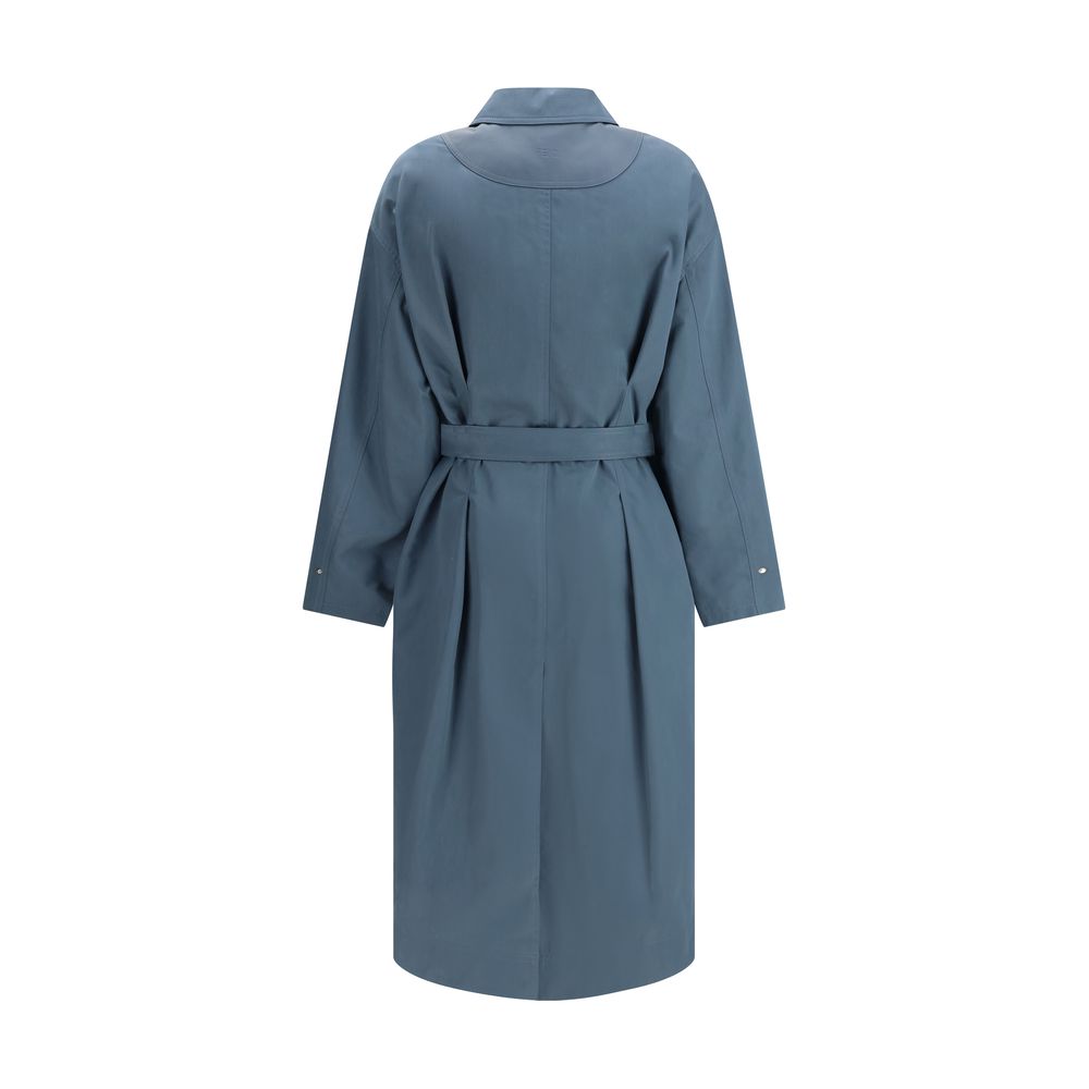 Blue Double-Belted Quilted Coat