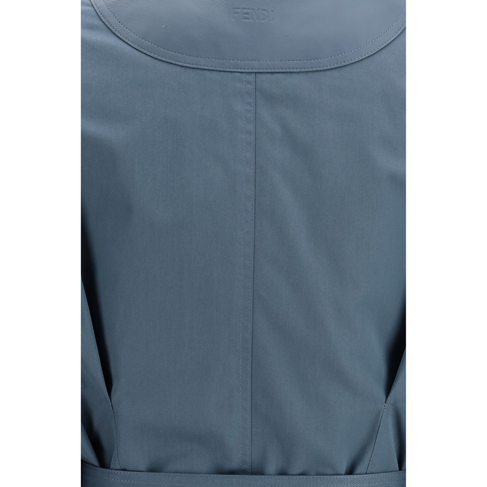 Blue Double-Belted Quilted Coat