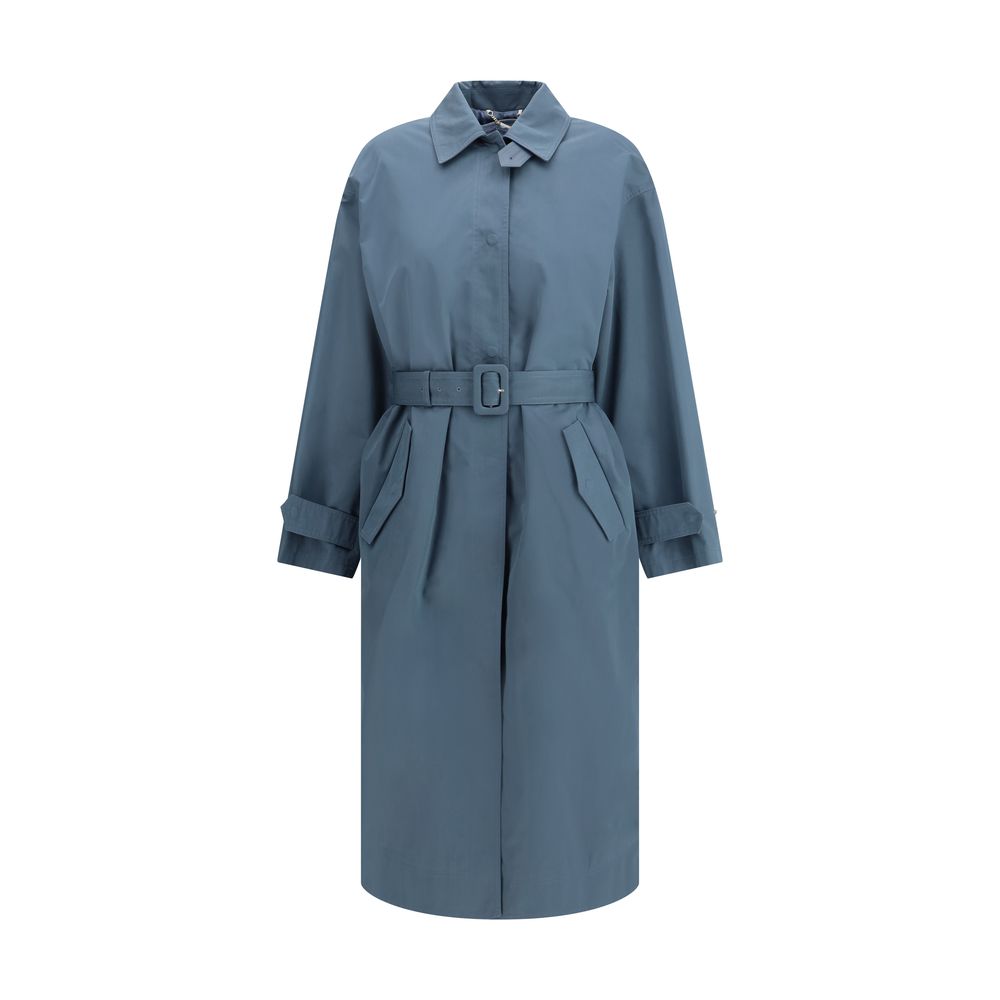 Blue Double-Belted Quilted Coat