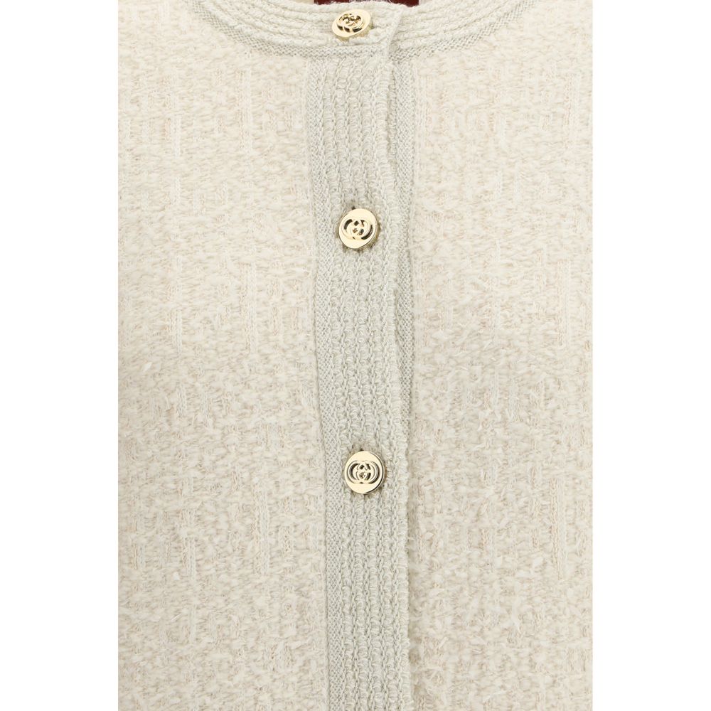Beige Wollstrickjacke