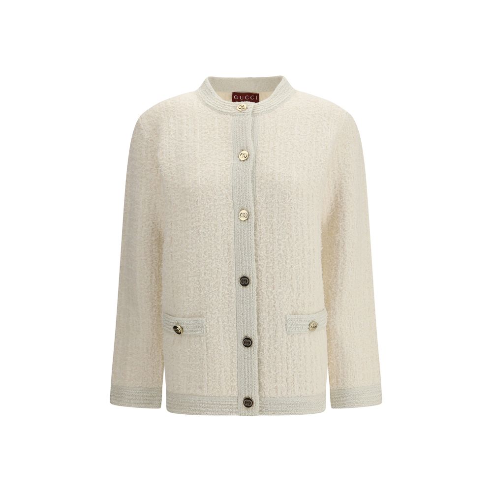Beige Wollstrickjacke