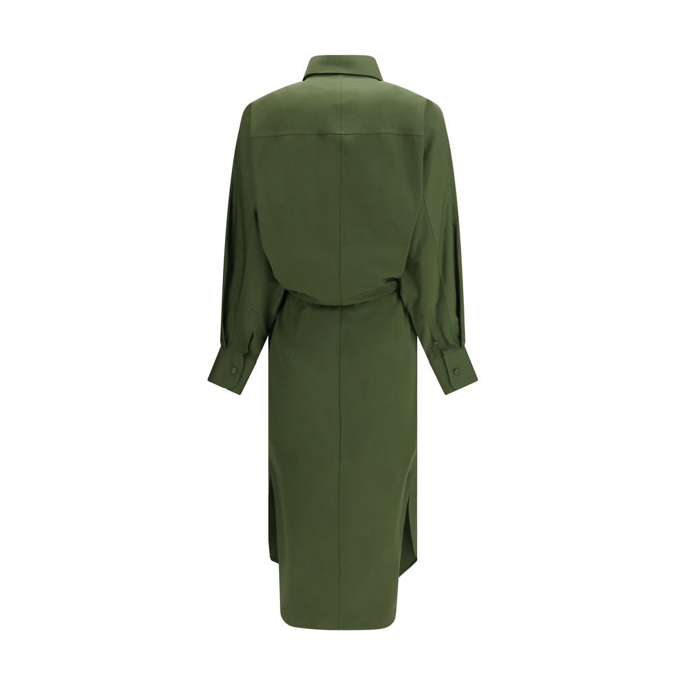 Grünes plissiertes Hemdkleid