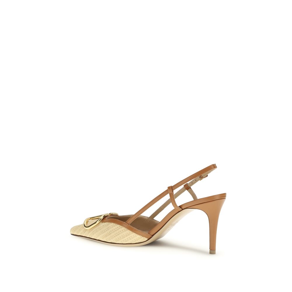 VLogo Signature raffia slingback Pumps