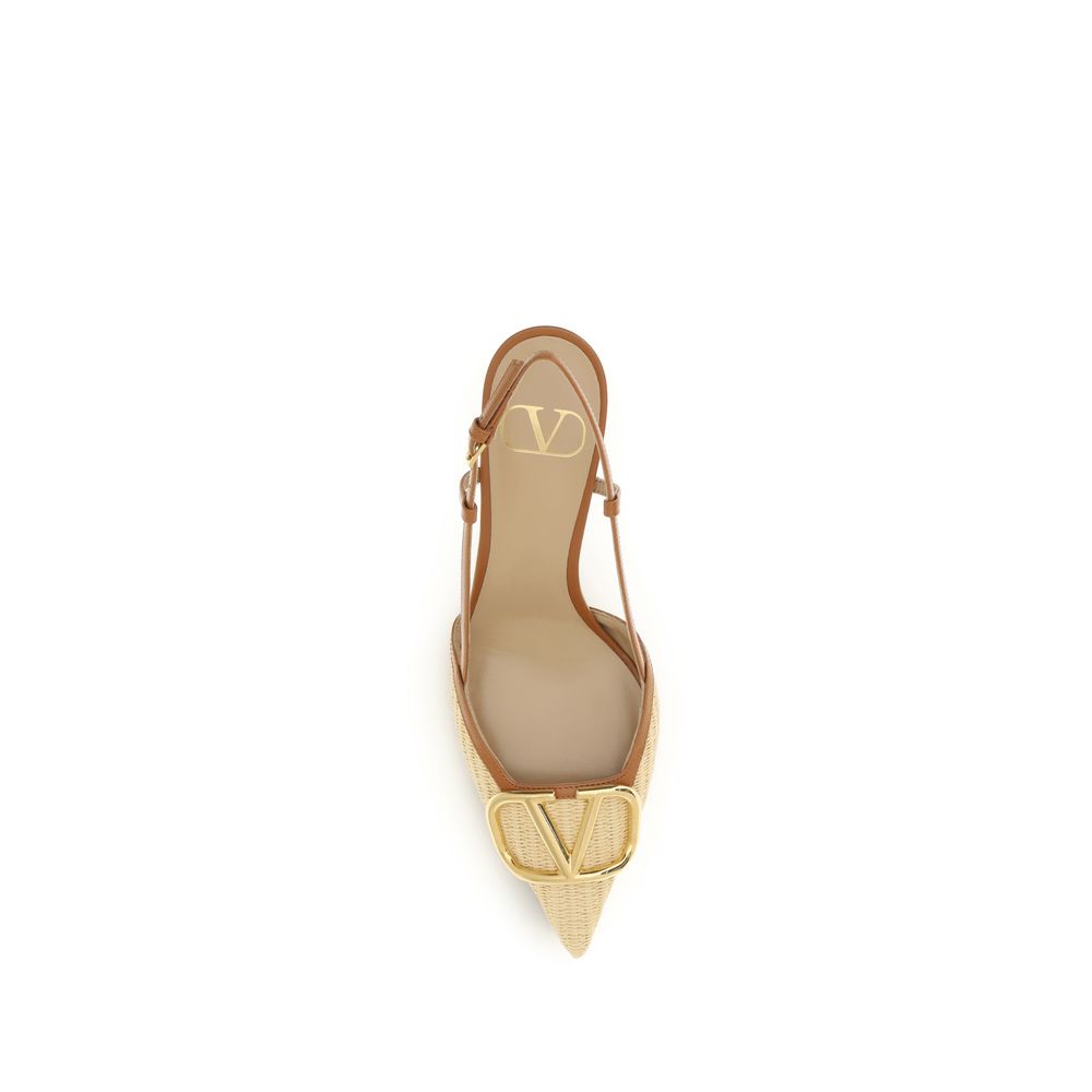 VLogo Signature raffia slingback Pumps