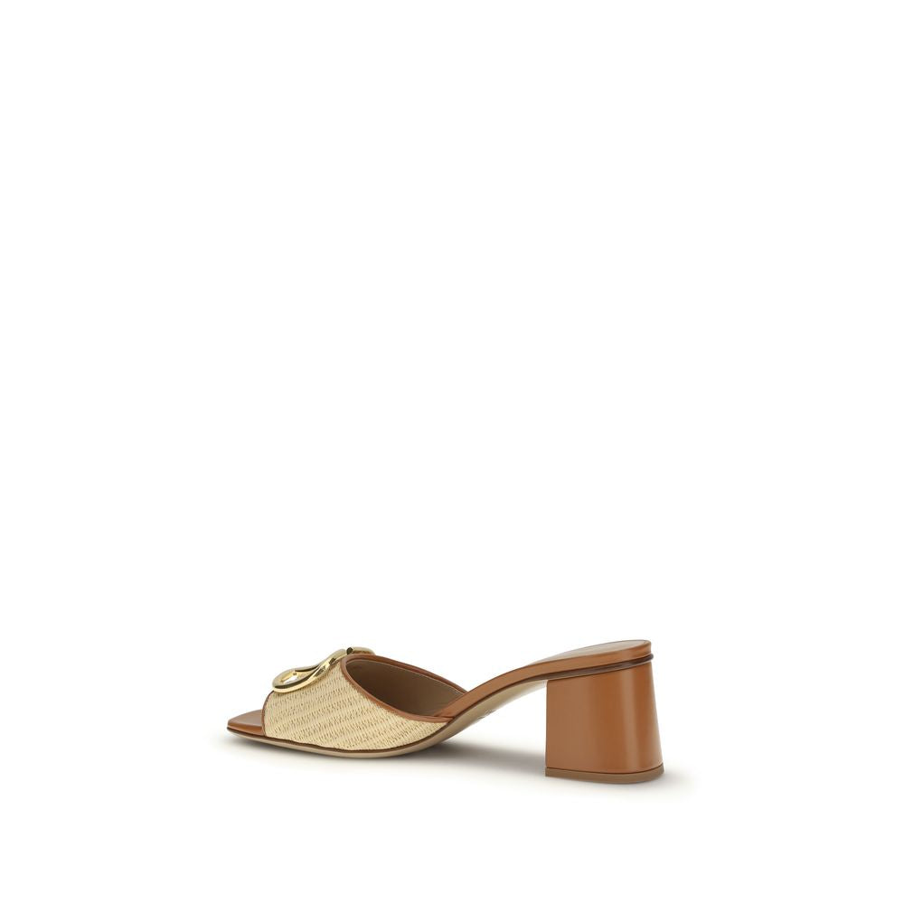 VLogo Signature raffia slide Sandals
