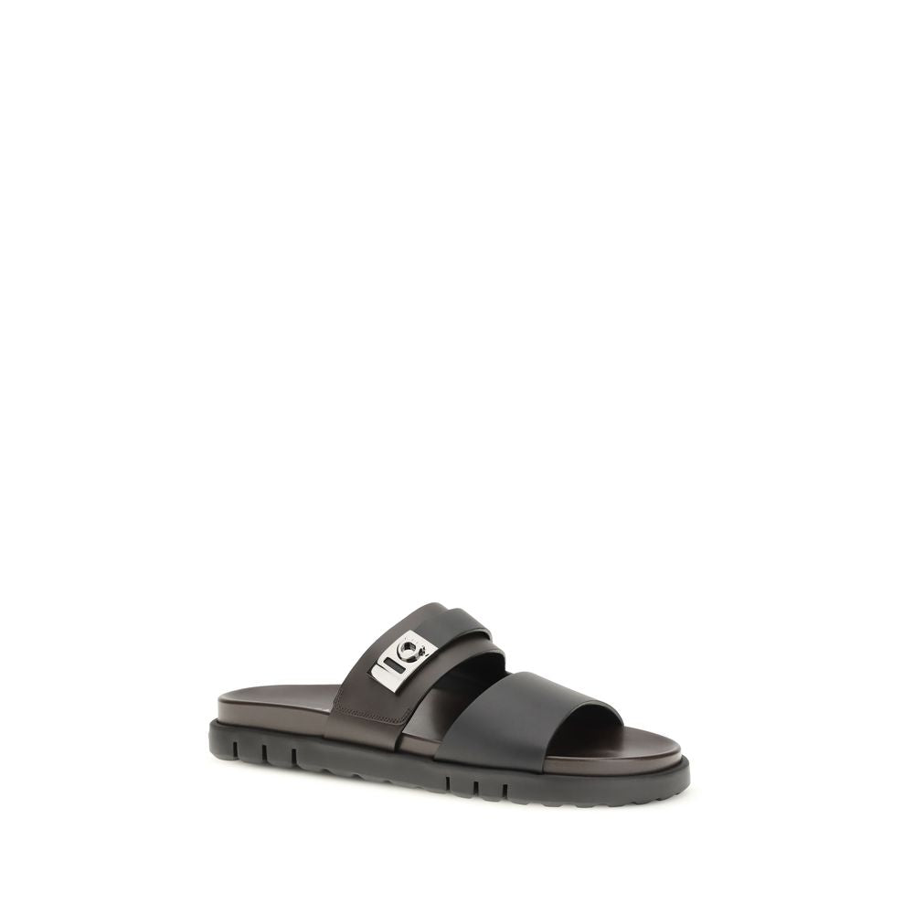 Double-strap leather Sandals