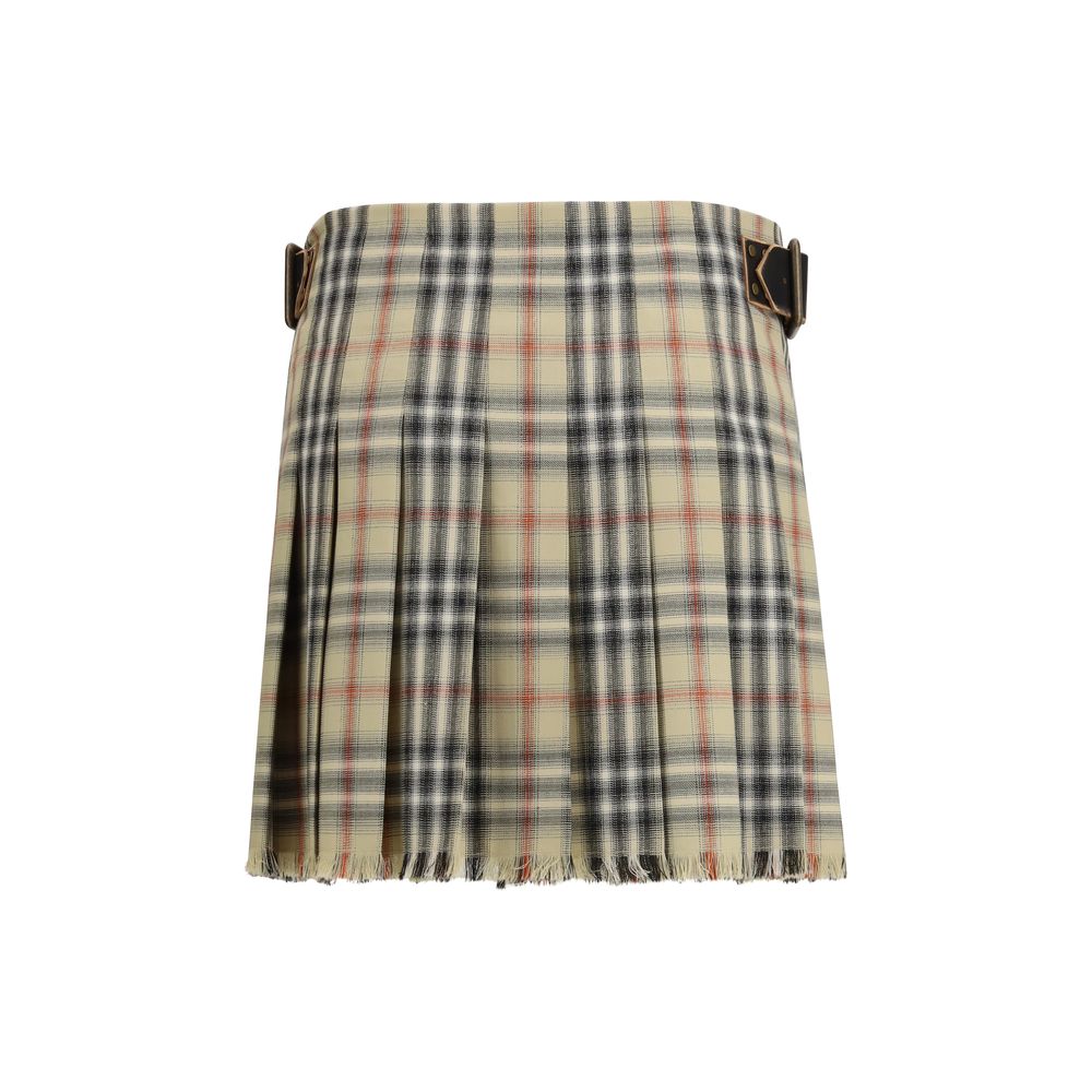 Check wool mini Skirt