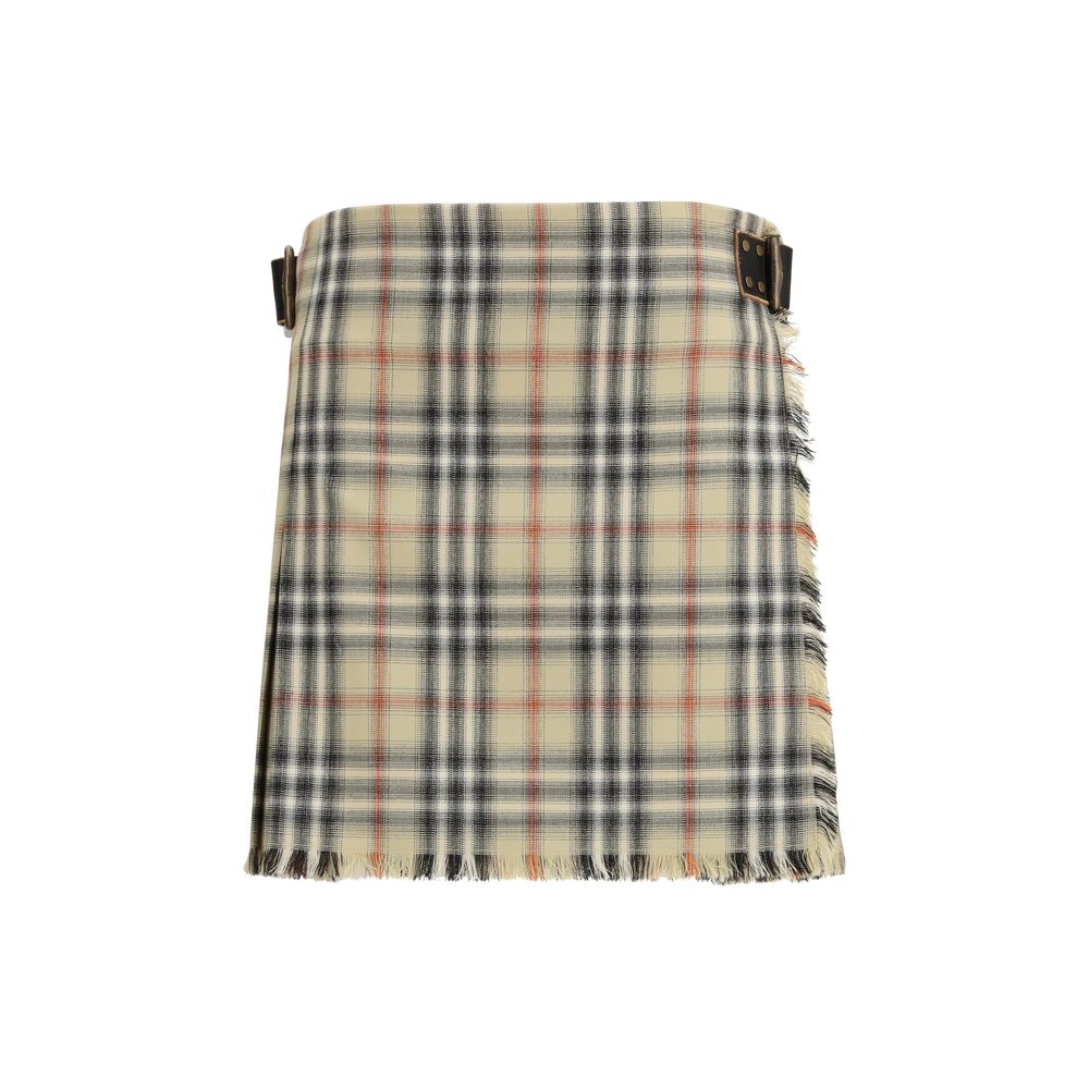 Check wool mini Skirt
