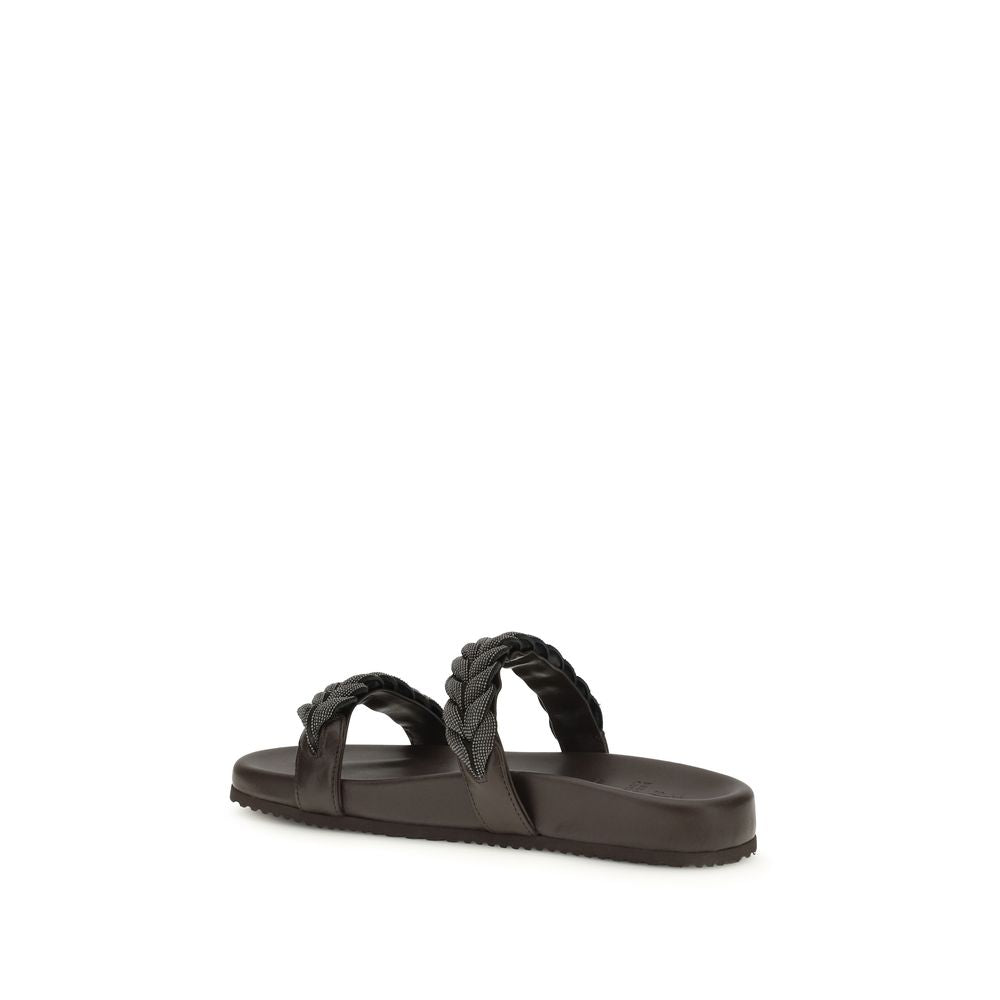 Leather Sandals with Precious Braided Straps