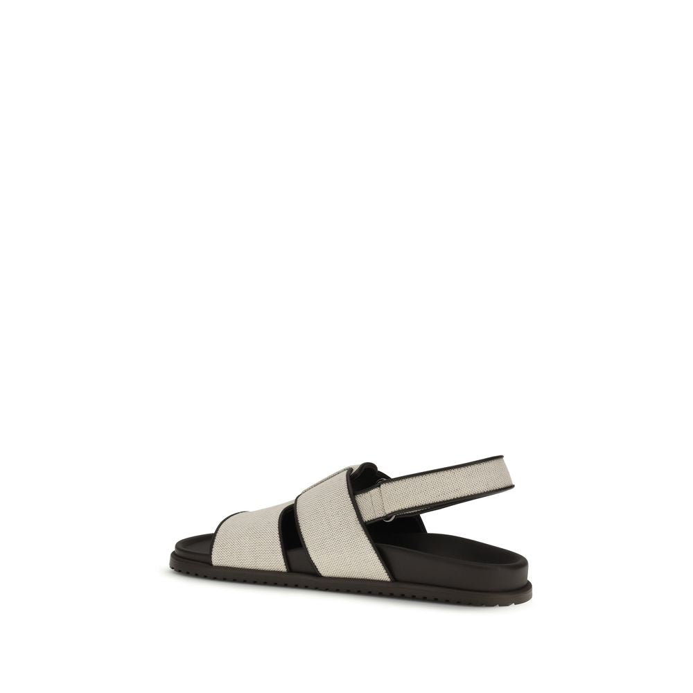 Fabric and leather Sandals
