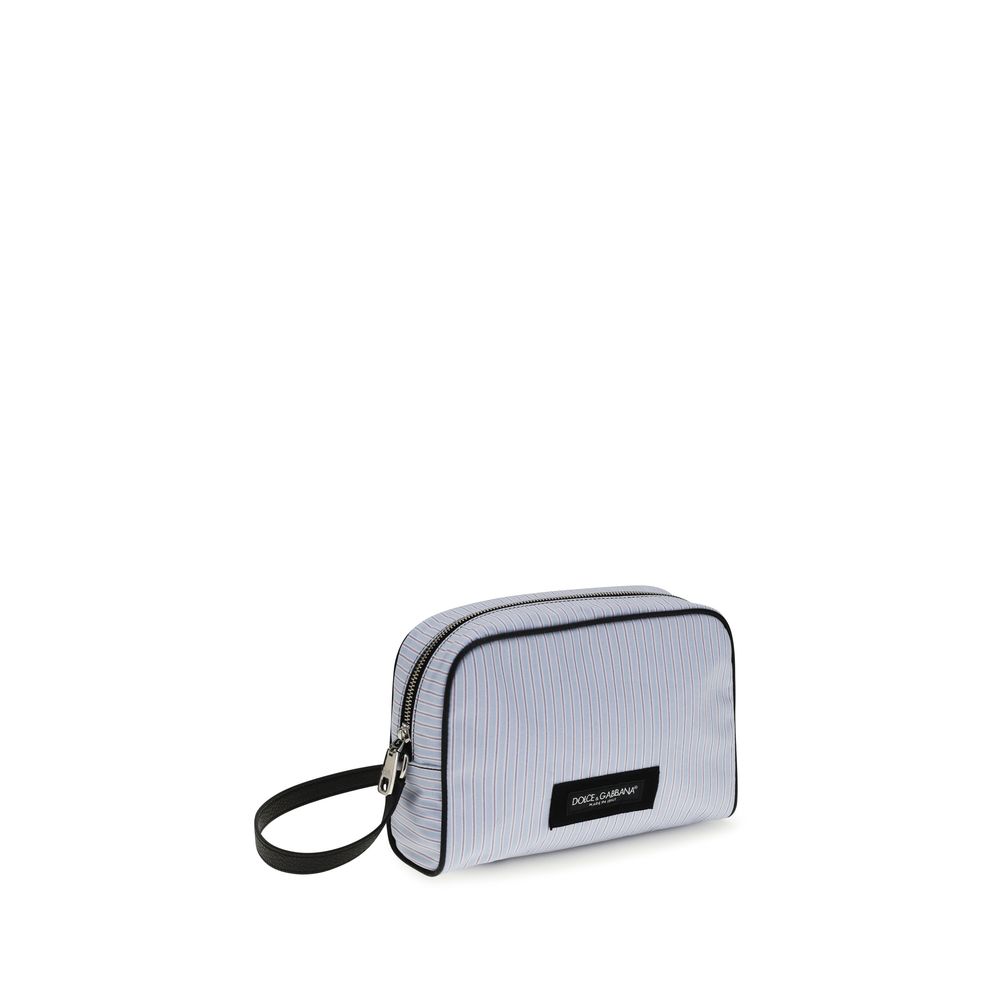 Striped poplin and leather Handbag