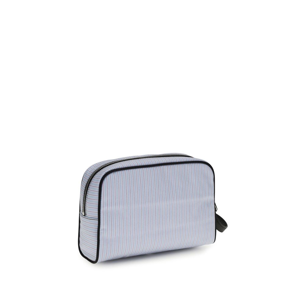 Striped poplin and leather Handbag