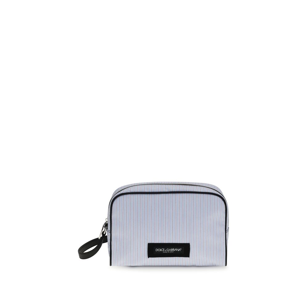 Striped poplin and leather Handbag