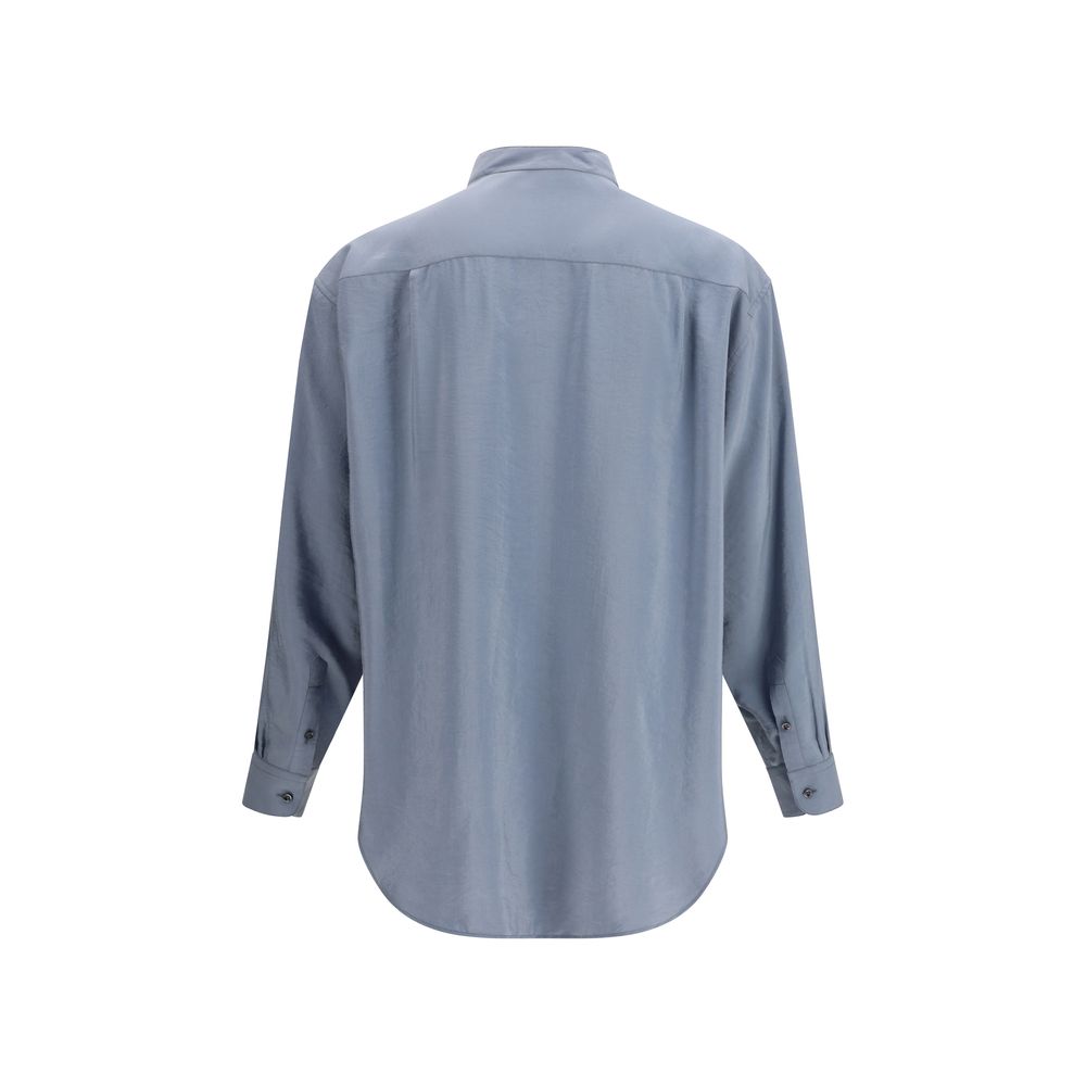Washed silk Shirt with band collar