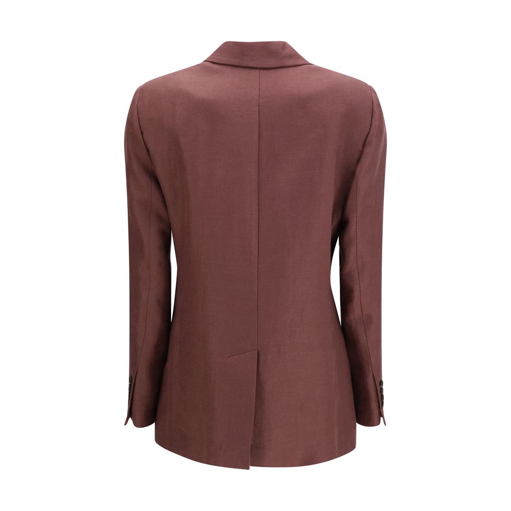 Fluid twill Jacket in viscose and linen with monili details
