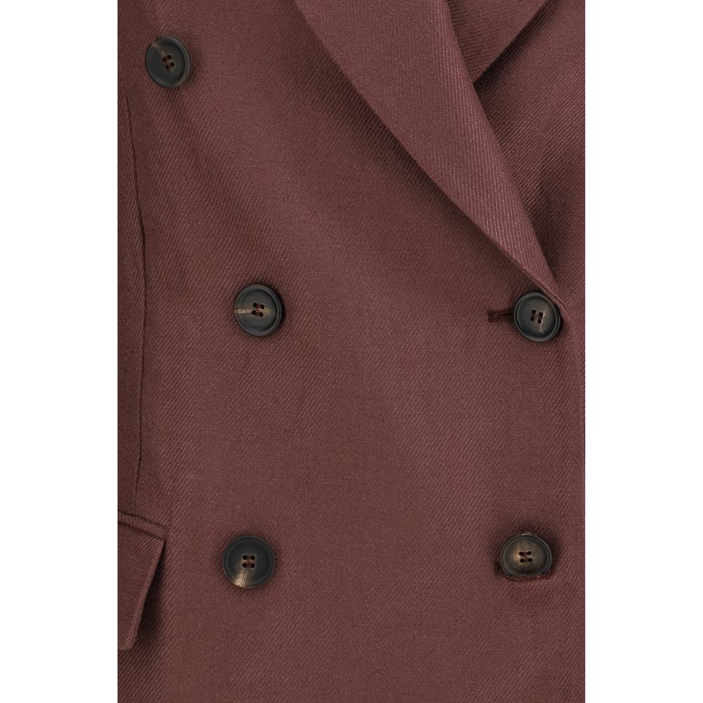 Fluid twill Jacket in viscose and linen with monili details