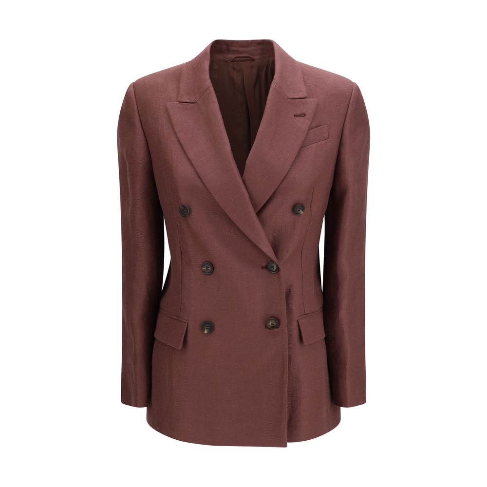 Fluid twill Jacket in viscose and linen with monili details