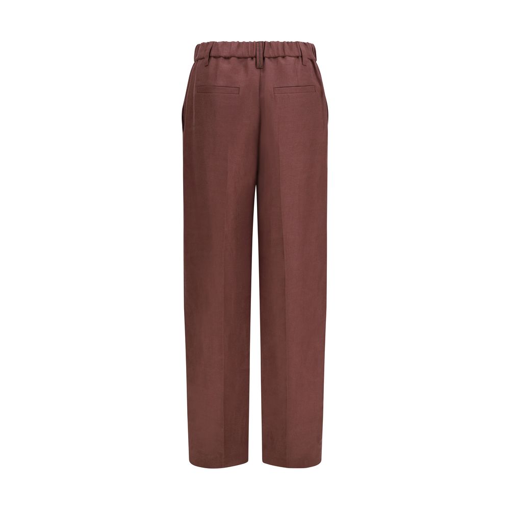 Wide-Leg Pants in linen with elastic waistband and belt loops