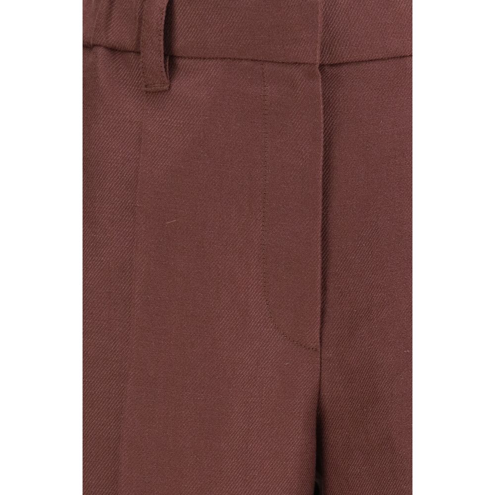 Wide-Leg Pants in linen with elastic waistband and belt loops