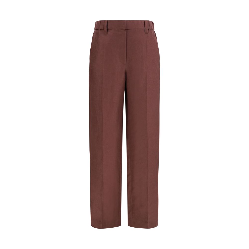 Wide-Leg Pants in linen with elastic waistband and belt loops