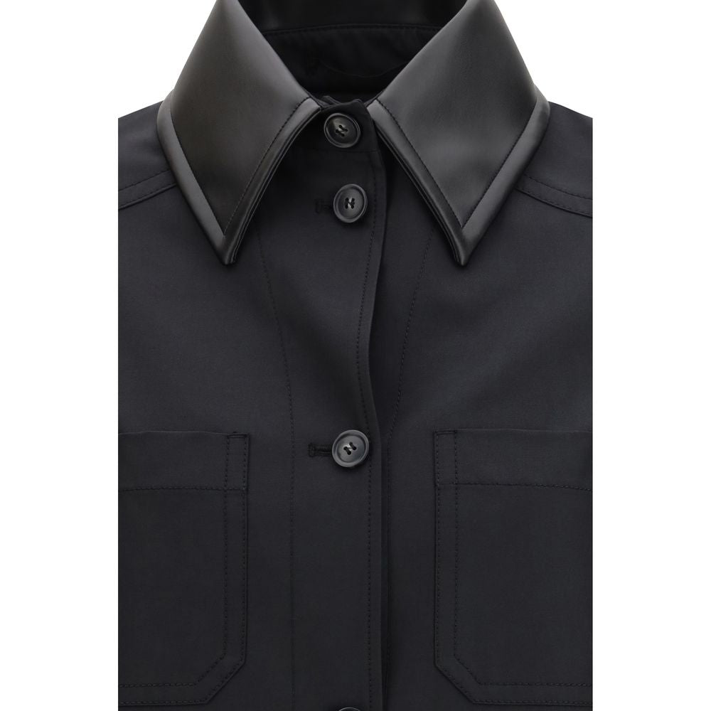Cotton Gabardine Shirt with Pleated Back