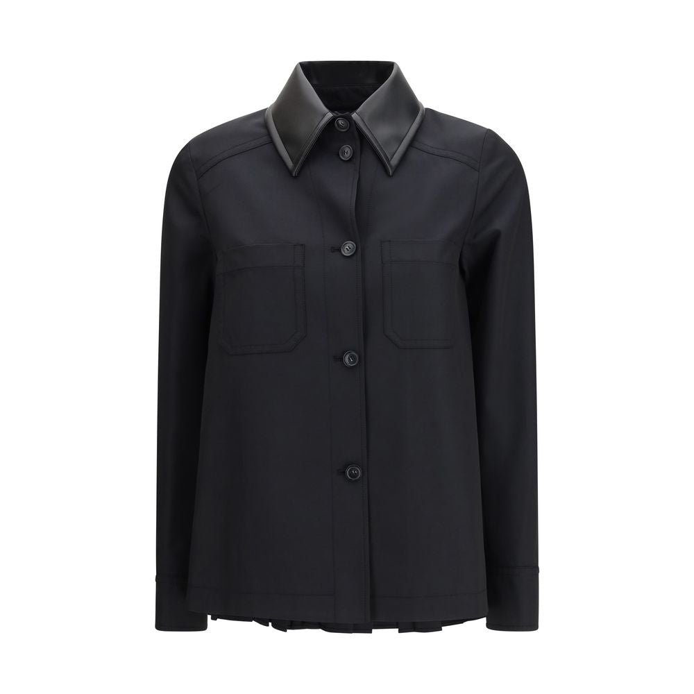 Cotton Gabardine Shirt with Pleated Back