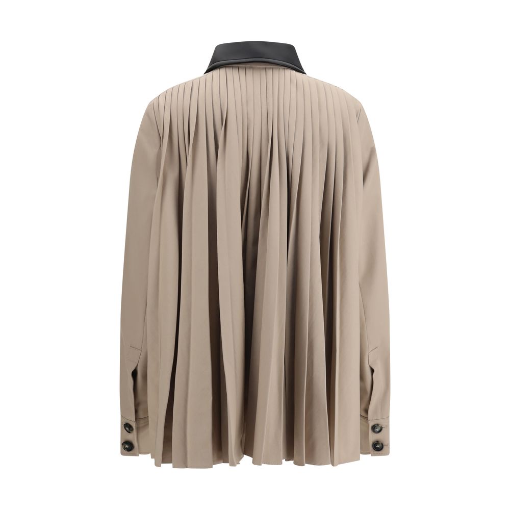 Cotton Gabardine Shirt with Pleated Back